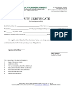 Duty Certificate