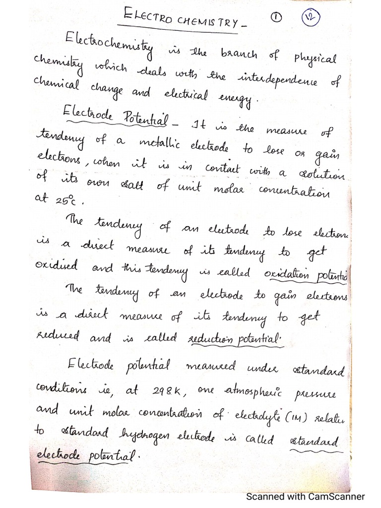 Module 1 Electrochemistry PDF