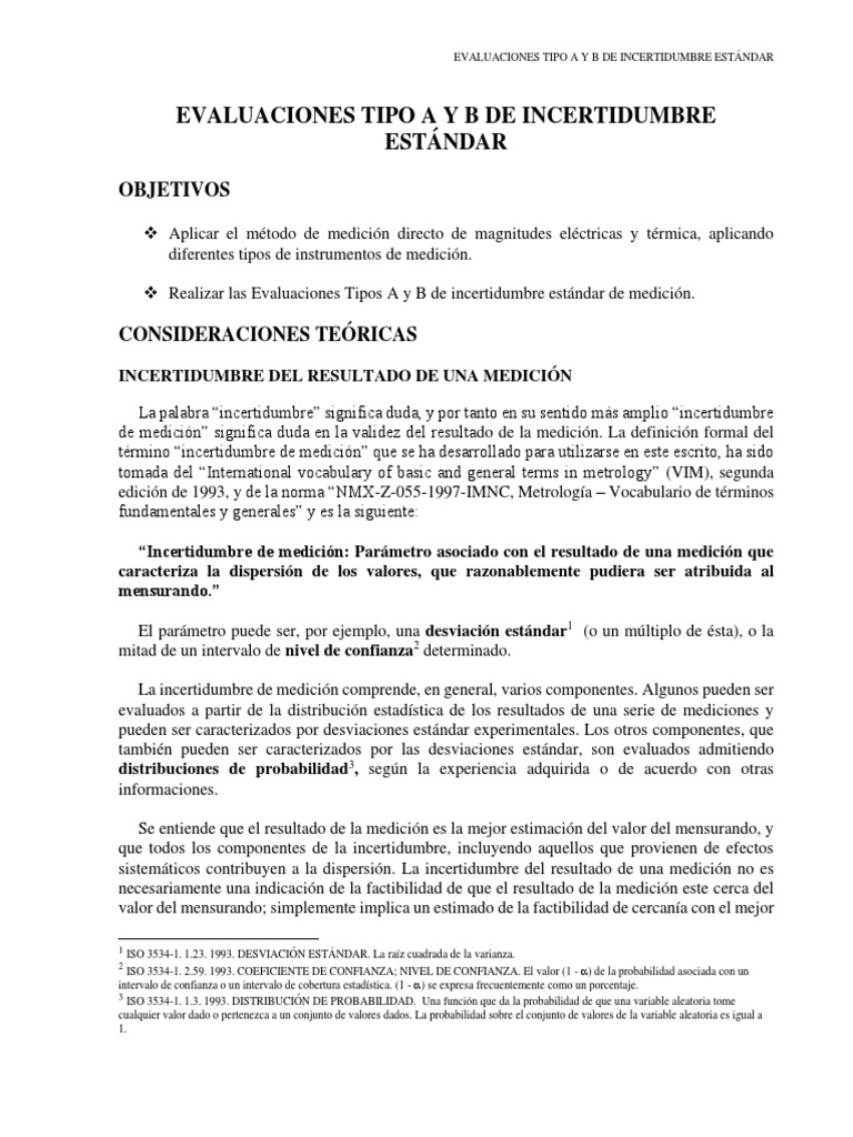 Evaluaciones Tipo A y B de Incertidumbre - Revmodif | PDF