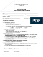 Senior Citizen Discount Application Form