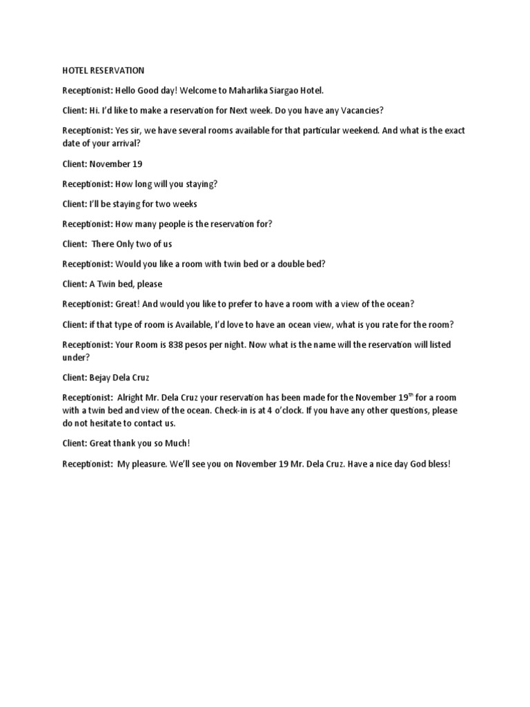 Hotel Reservation | PDF