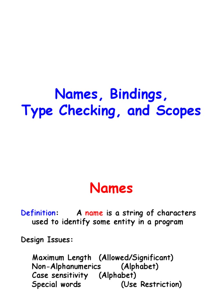 Names, Bindings, and Type Checking in Programming | PDF