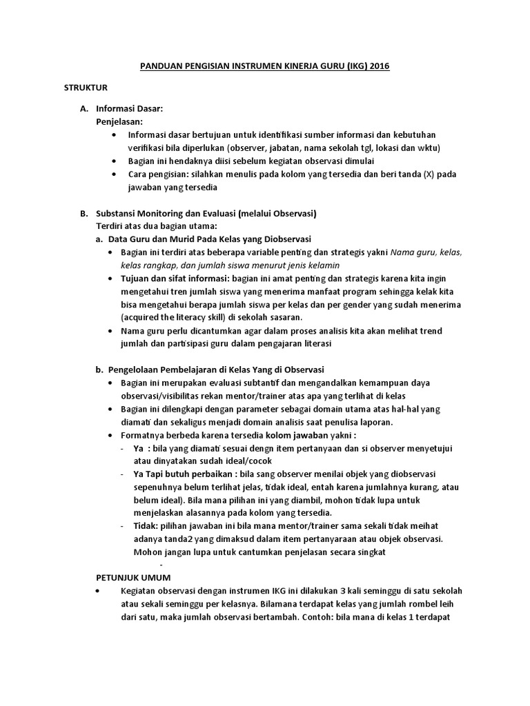 Panduan Observasi Kelas Mentor Trainer 2016 Pdf