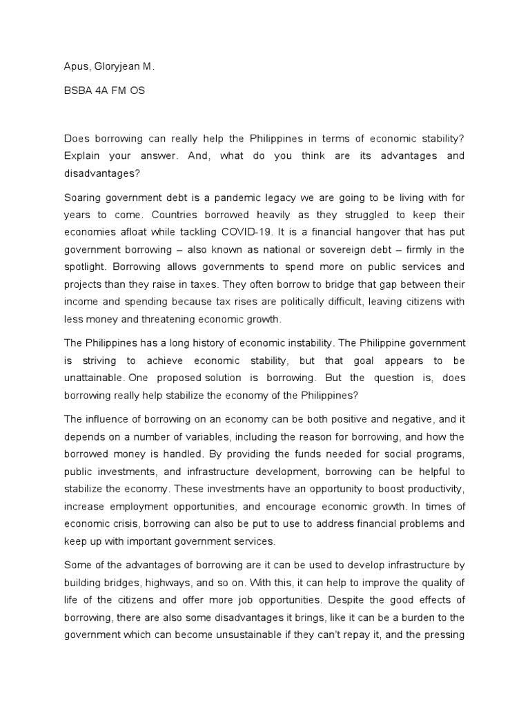 Impact of Borrowing on Philippine Economy | PDF | Social Science