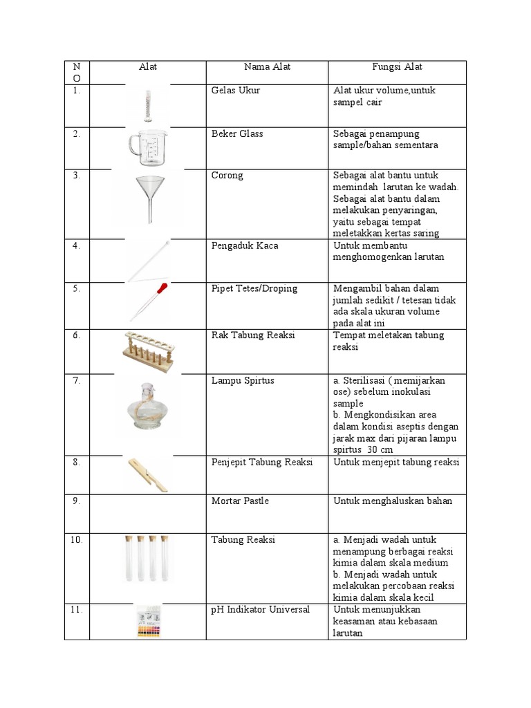 Alat Laboratorium dan Fungsinya | PDF | Kajian Bahasa Asing | Kesehatan ...
