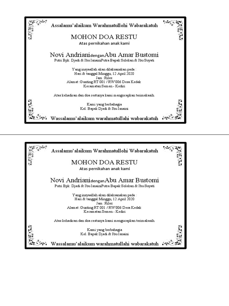 Kartu Ucapan Nikah | PDF