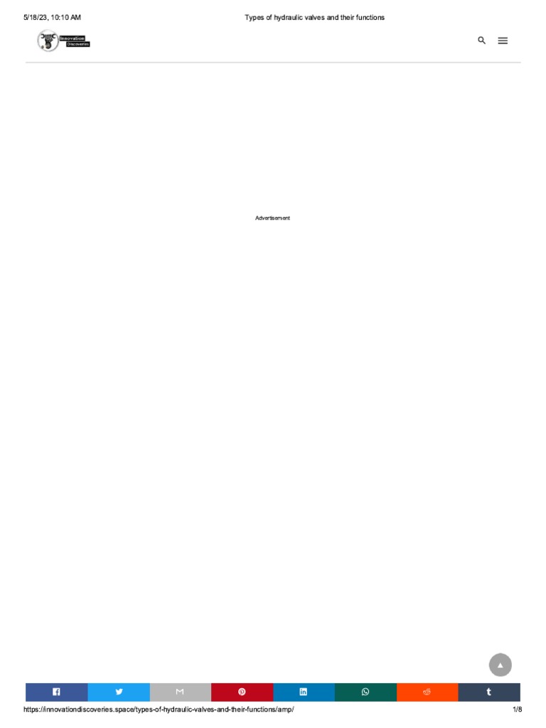 Types of Hydraulic Valves and Their Functions PDF