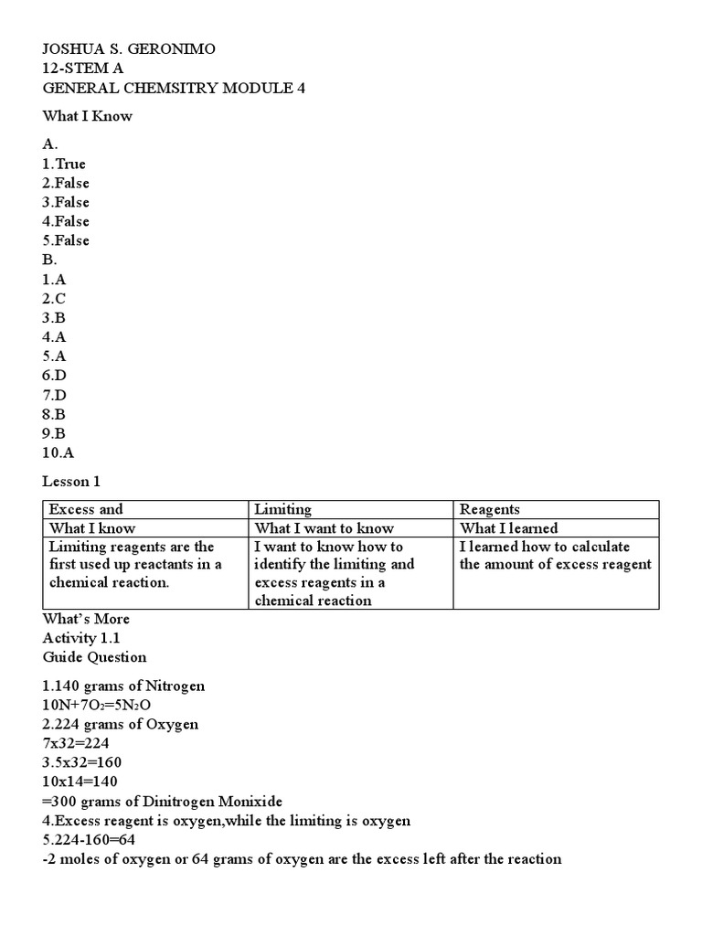 Chem Module 4 12-Stem A Geronimo Joshua | PDF | Self-Improvement ...