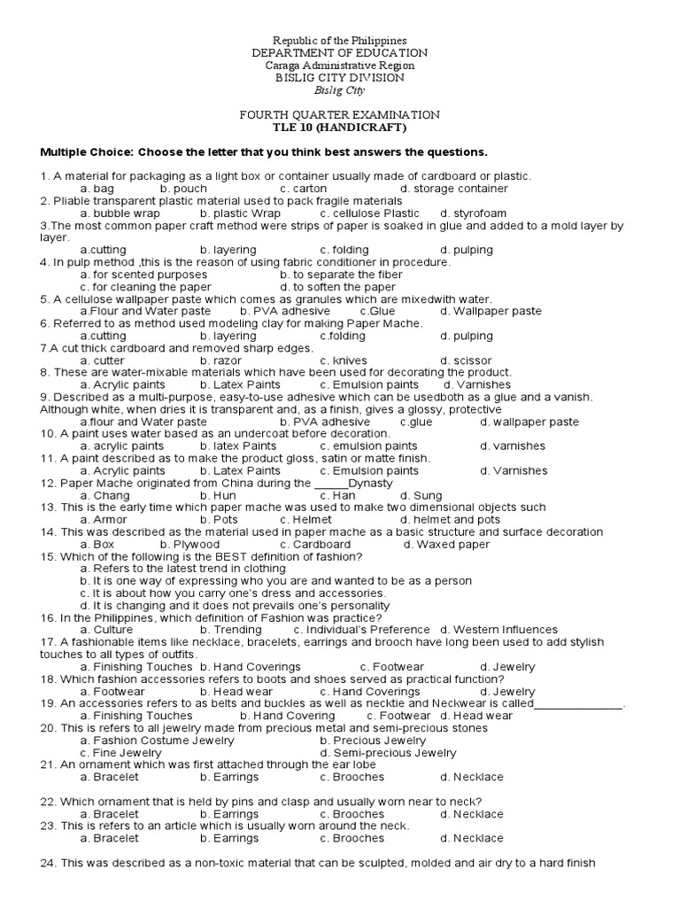 4th-quarter-final-exam-tle-10-handicraft-pdf-jewellery-necklace