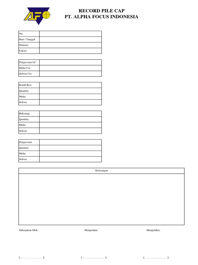 Rekap Pengecoran Pile Cap Alpha Focus | PDF