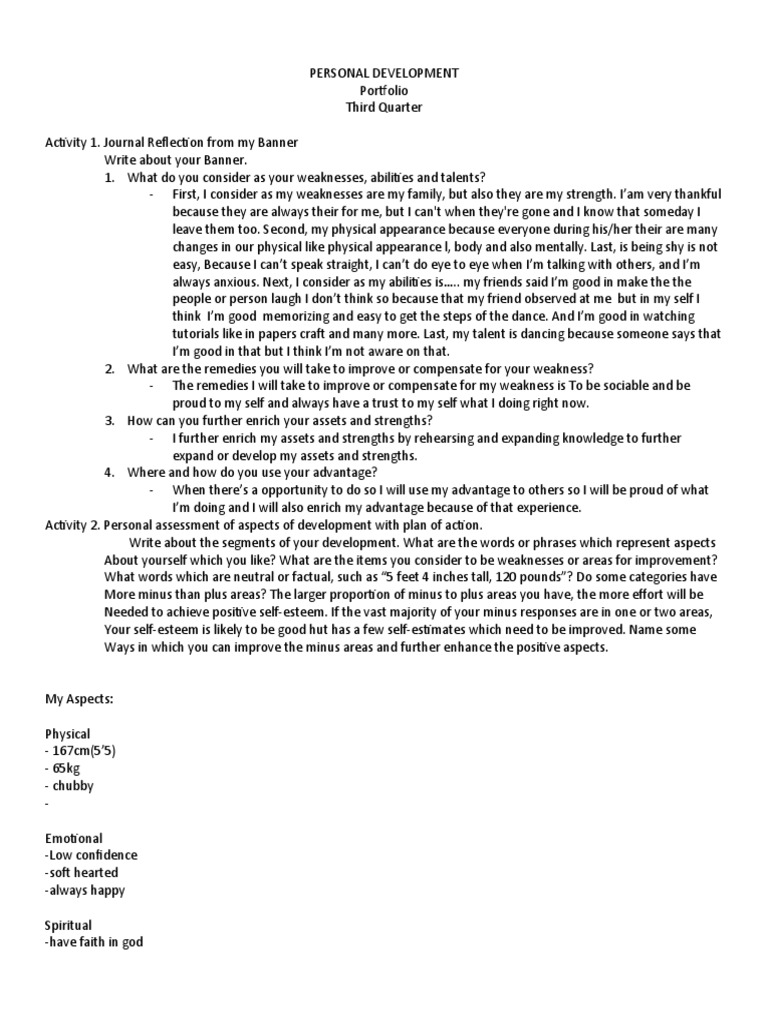 Personal Development Reflection Portfolio | PDF