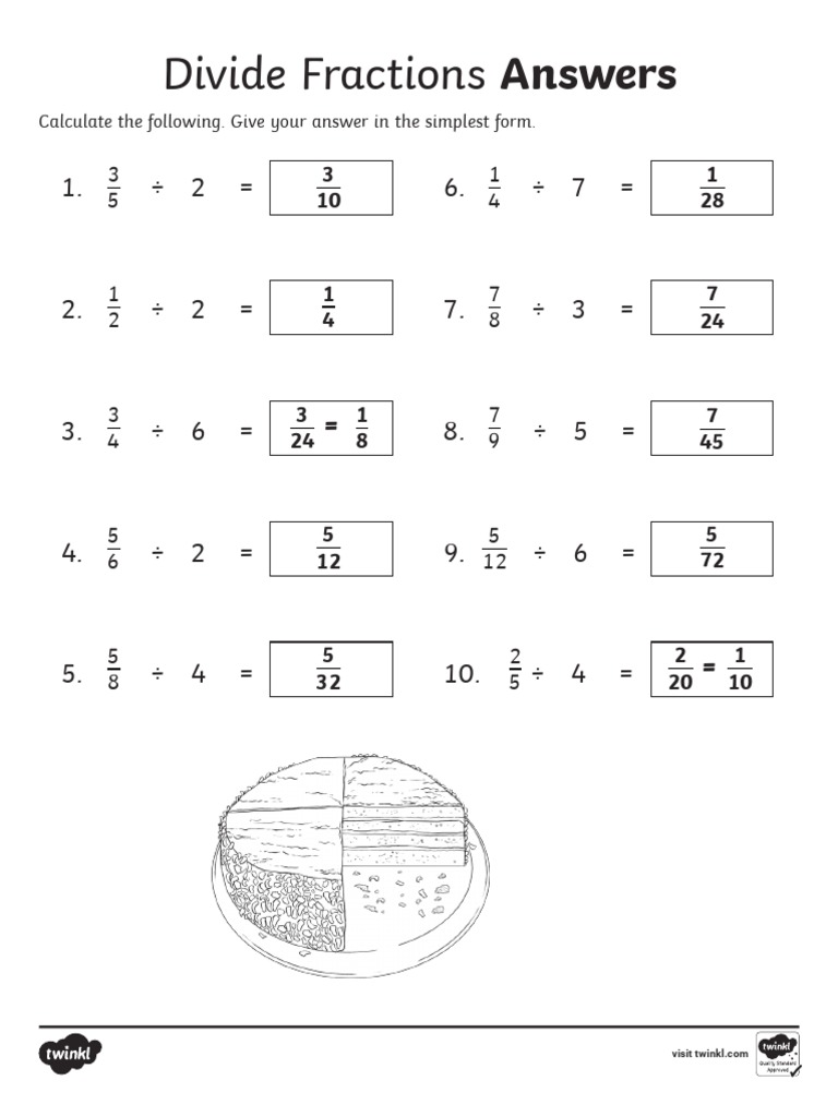 Answers Divide Fractions Activity Sheet PDF