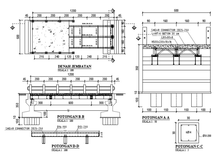 Gambar Detail Jembatan Komposit 5 M X 12 M | PDF