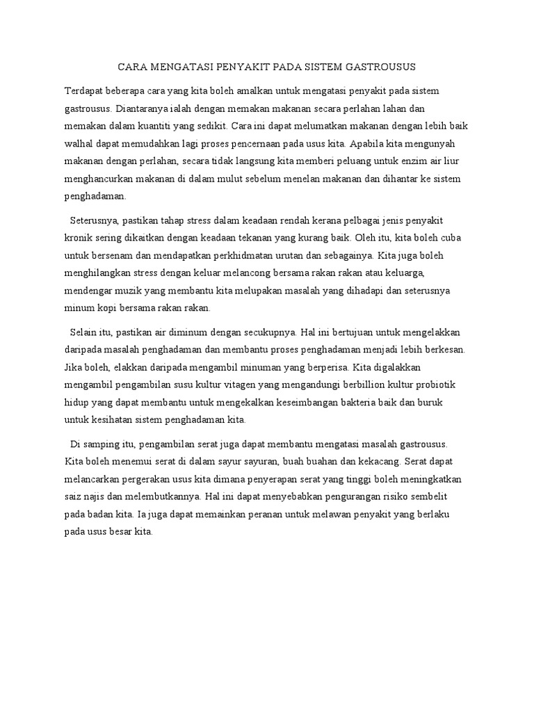 Cara Mengatasi Penyakit Pada Sistem Gastrousus | PDF | Pengembangan ...