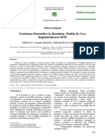 Gestiunea Deşeurilor În România. Studiu de Caz: Implementarea SGD