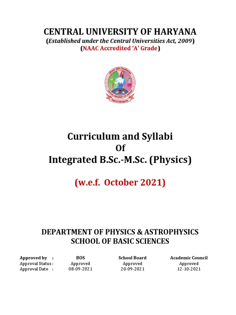 12 october integrated bsc msc physics syllabus pdf