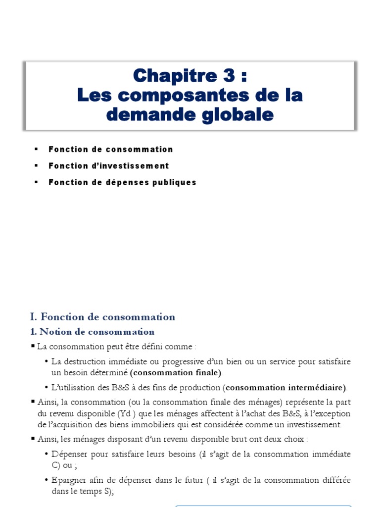 Composantes de la demande globale | PDF | Investir | Consommation ...