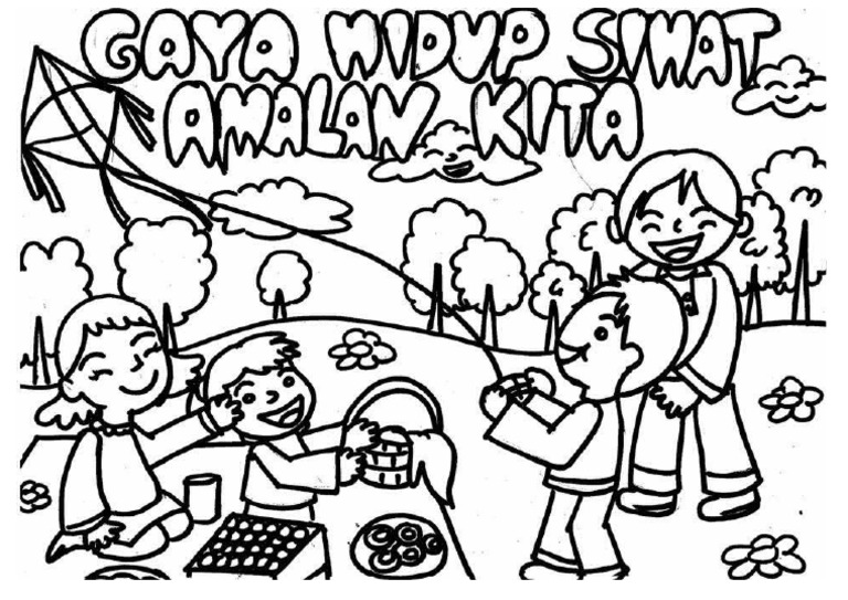 Desain poster gaya hidup sehat sederhana dengan simbol dan teks yang jelas