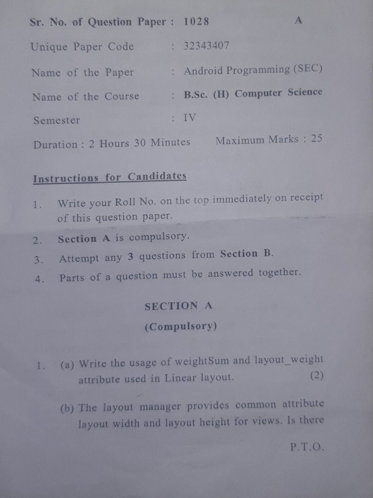 Android Programming Exam Guide | PDF | Java (Programming Language ...