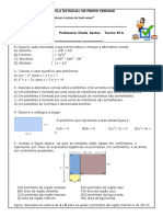 Aluno (A) : - Data: - / - / - Professora: Cheila Santos Turma: 9 A