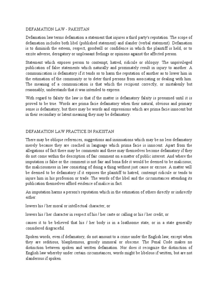Defamation Law PDF