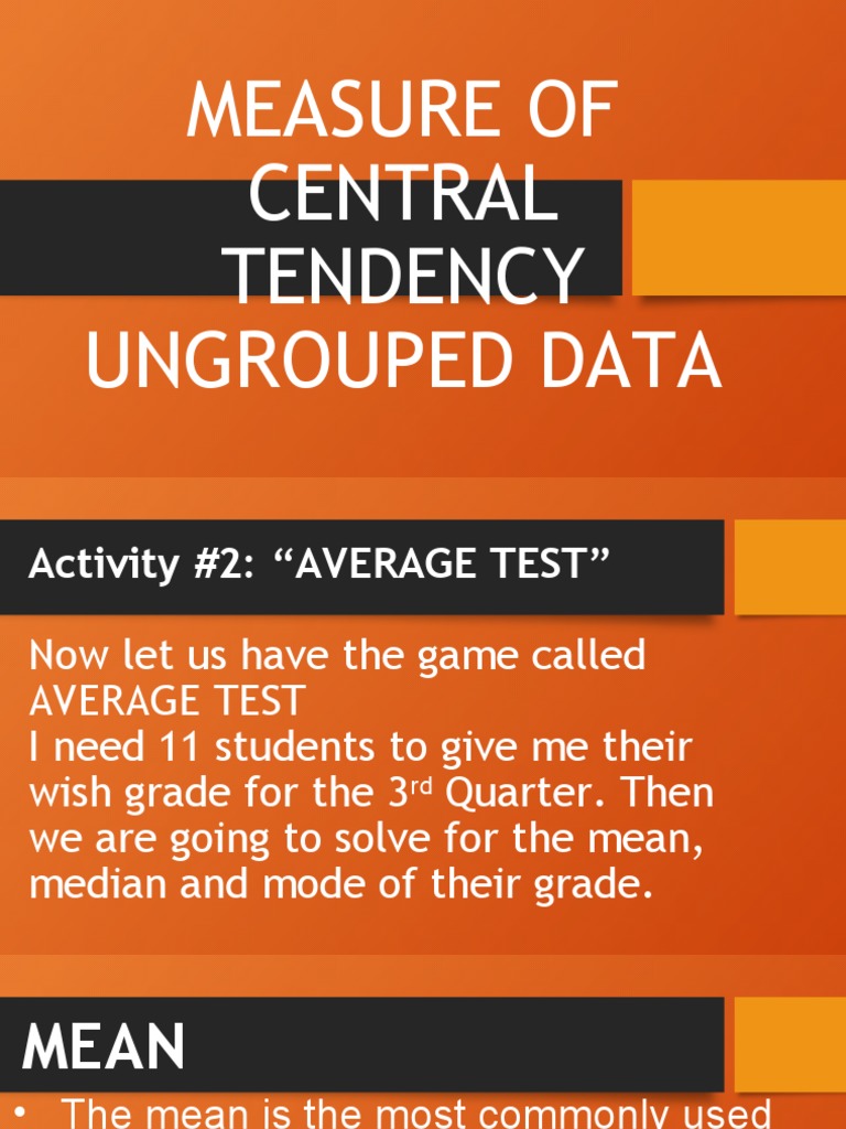 Measures of central tendency ungrouped data pdf mode statistics