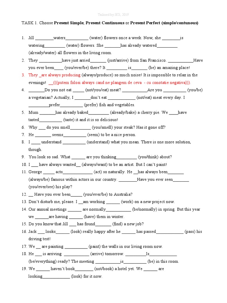 Tenses Exercises: Simple, Continuous, Perfect | PDF