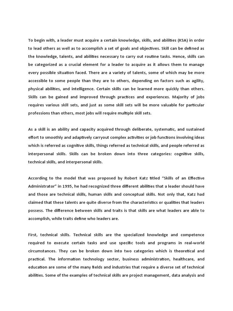 Leadership Skills for Effective Management | PDF | Leadership | Skill