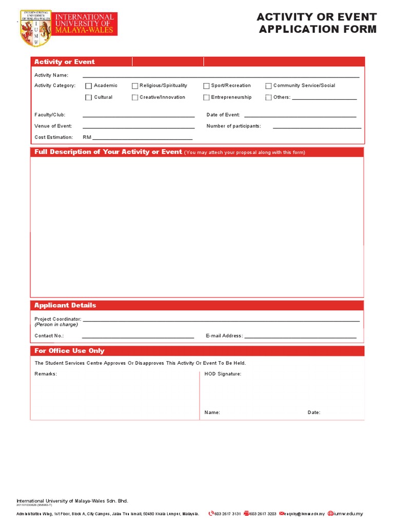 Event Application Form | PDF | Career & Growth | Business
