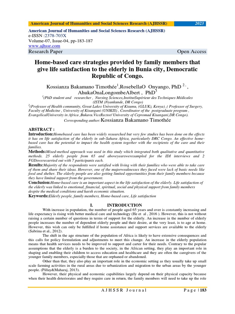 Home-Based Care for Elderly Satisfaction | PDF | Self-Improvement