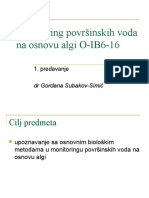 Monitoring Površinskih Voda Na Osnovu Algi O-IB6-16: 1. Predavanje