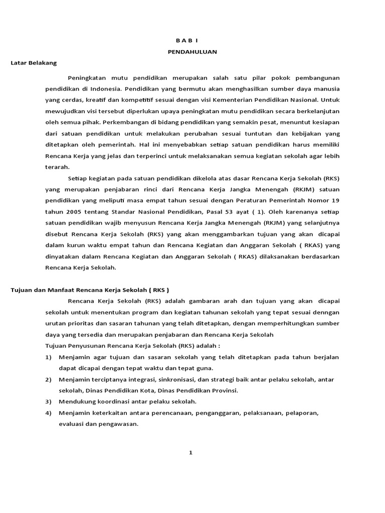 Rencana Kerja Sekolah untuk Mutu Pendidikan | PDF