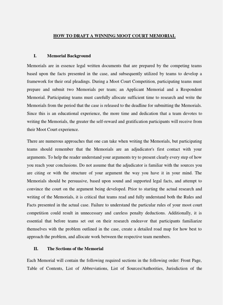 How To Draft A Winning Moot Court Memporial PDF Argument Justice How To Draft A Winning Moot Court Memporial PDF Argument Justice