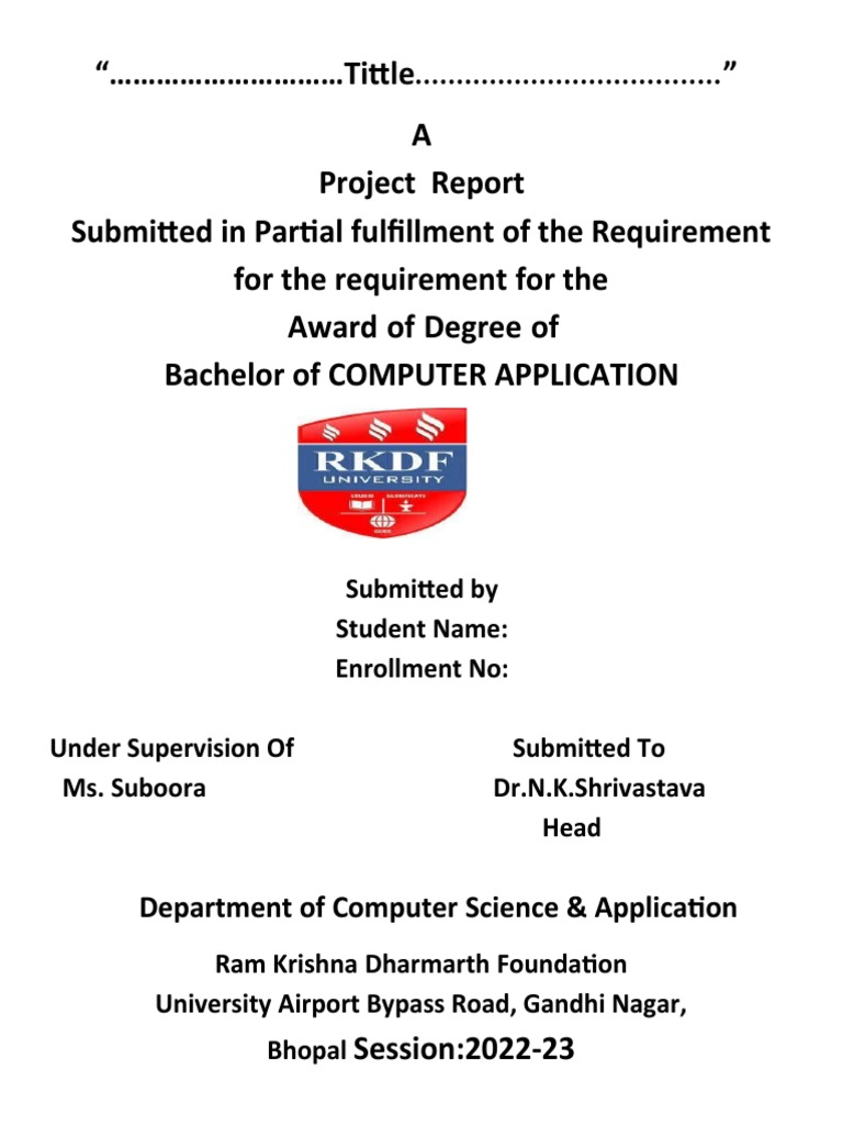 Bca project formate pdf