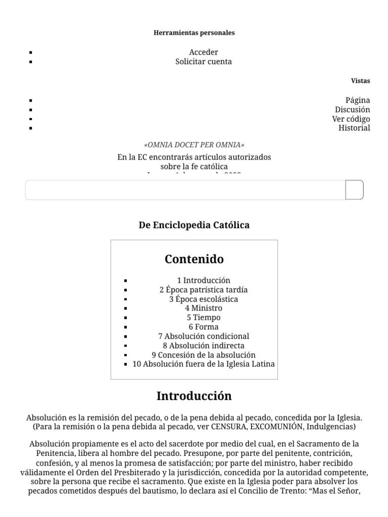 Absolución - Enciclopedia Católica | PDF