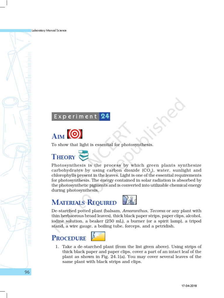 NCERT Science Lab Manual X Expt 24 | PDF
