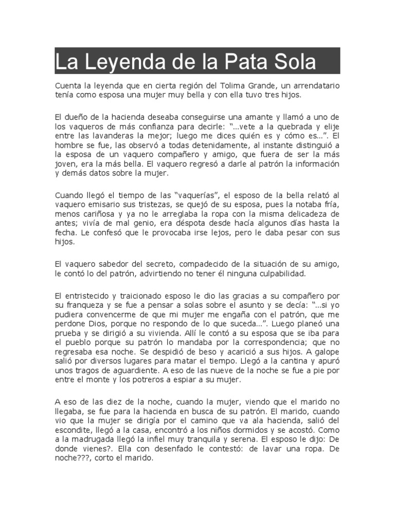 La Leyenda de La Pata Sola | PDF