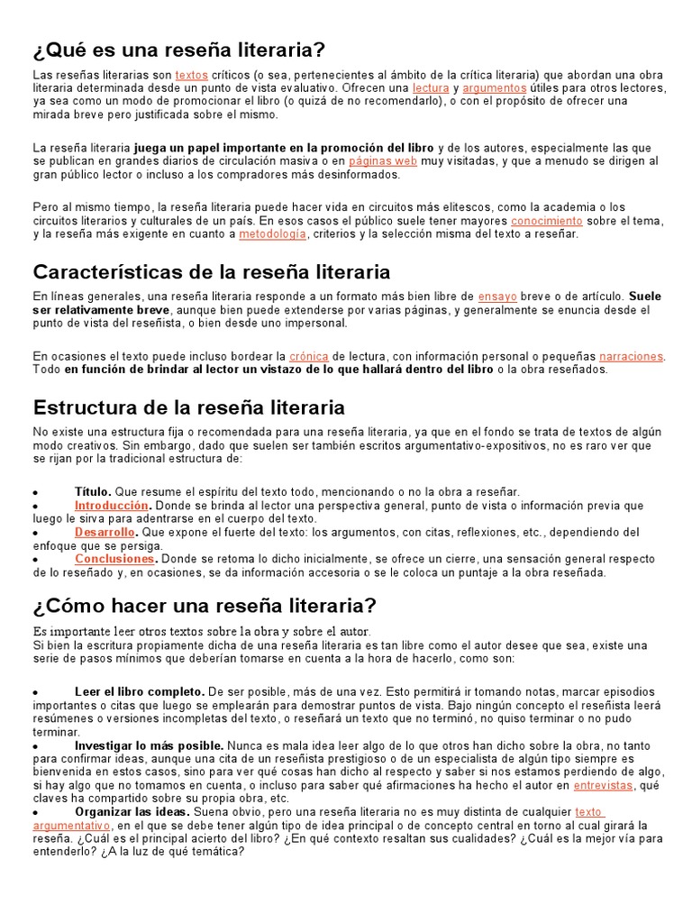 Reseña Literaria | PDF | Autor | Ensayos