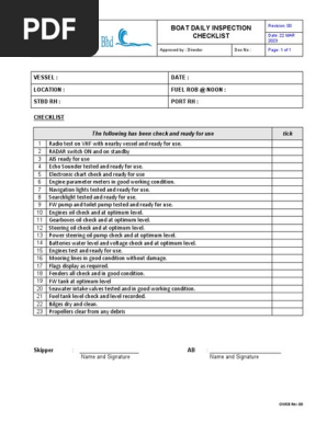 Boat Daily Inspection Checklist