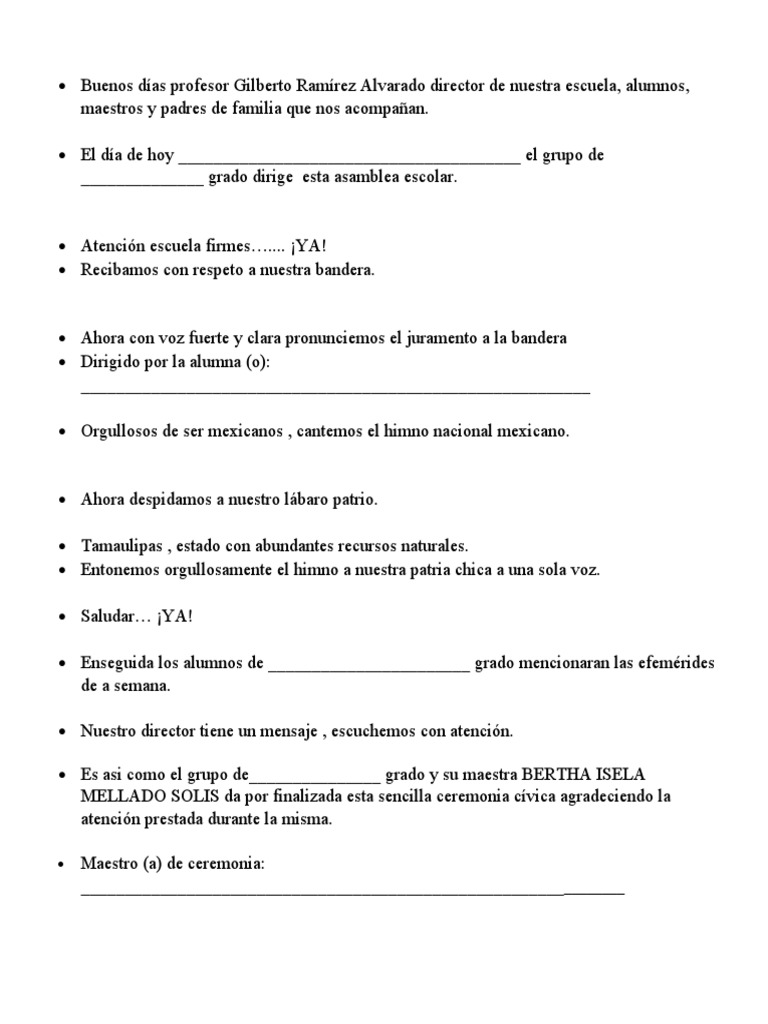 Programa de Ceremonia Cívica Escolar | PDF | Artes del Lenguaje y ...