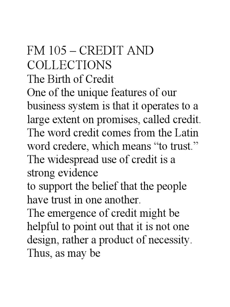 Fm 105 credit and collections pdf