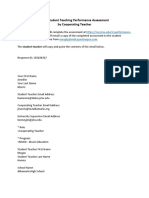 Student Teaching Performance Assessment - Final by Cooperating Teacher