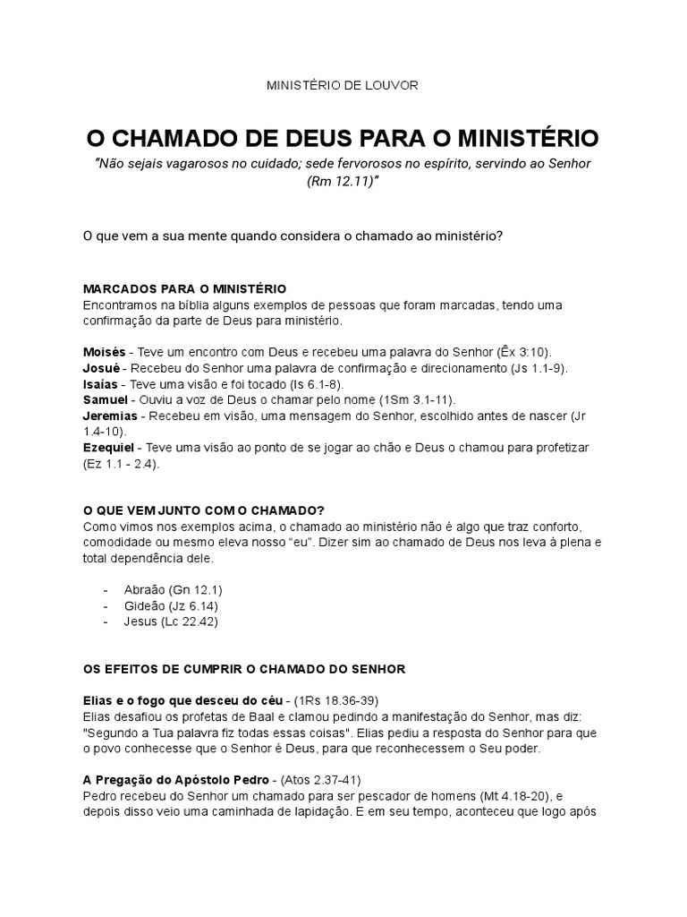 O Chamado de Deus no Ministério | PDF