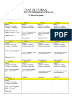 Plan de Trabajo Lenguaje 5°