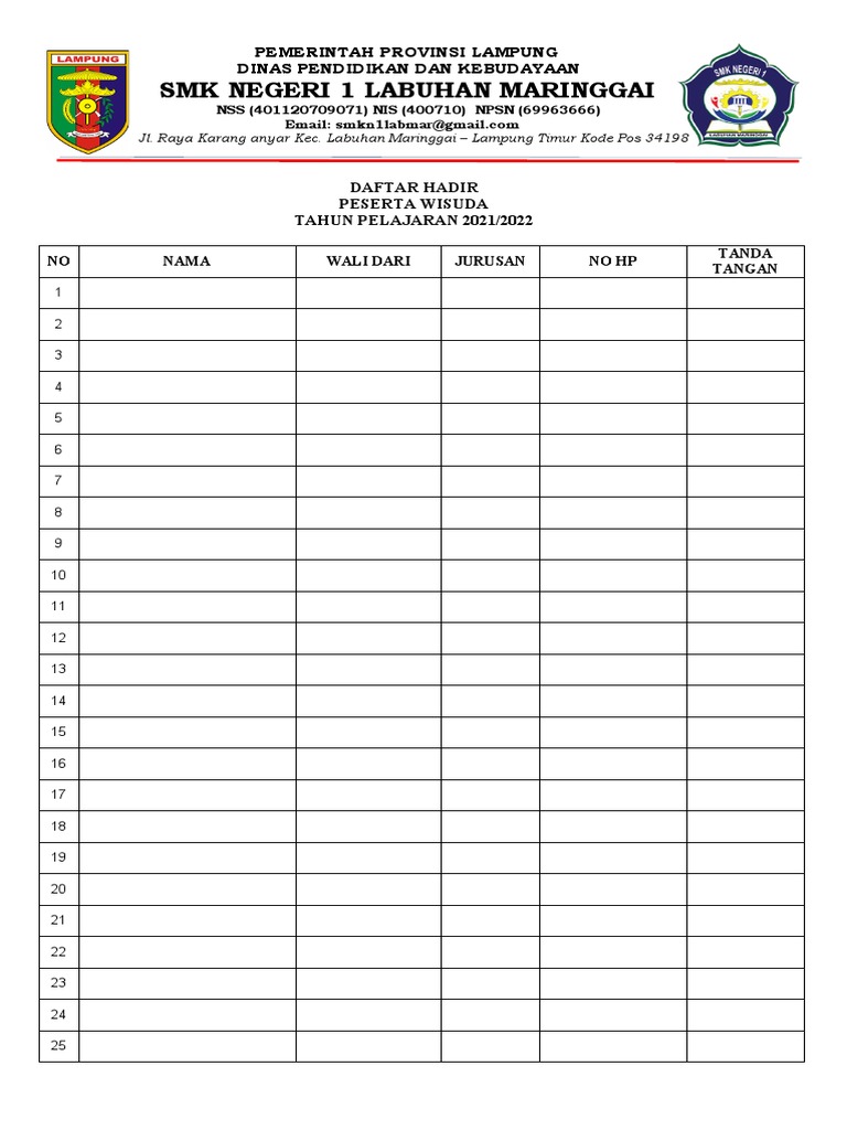Daftar Hadir Wisuda | PDF