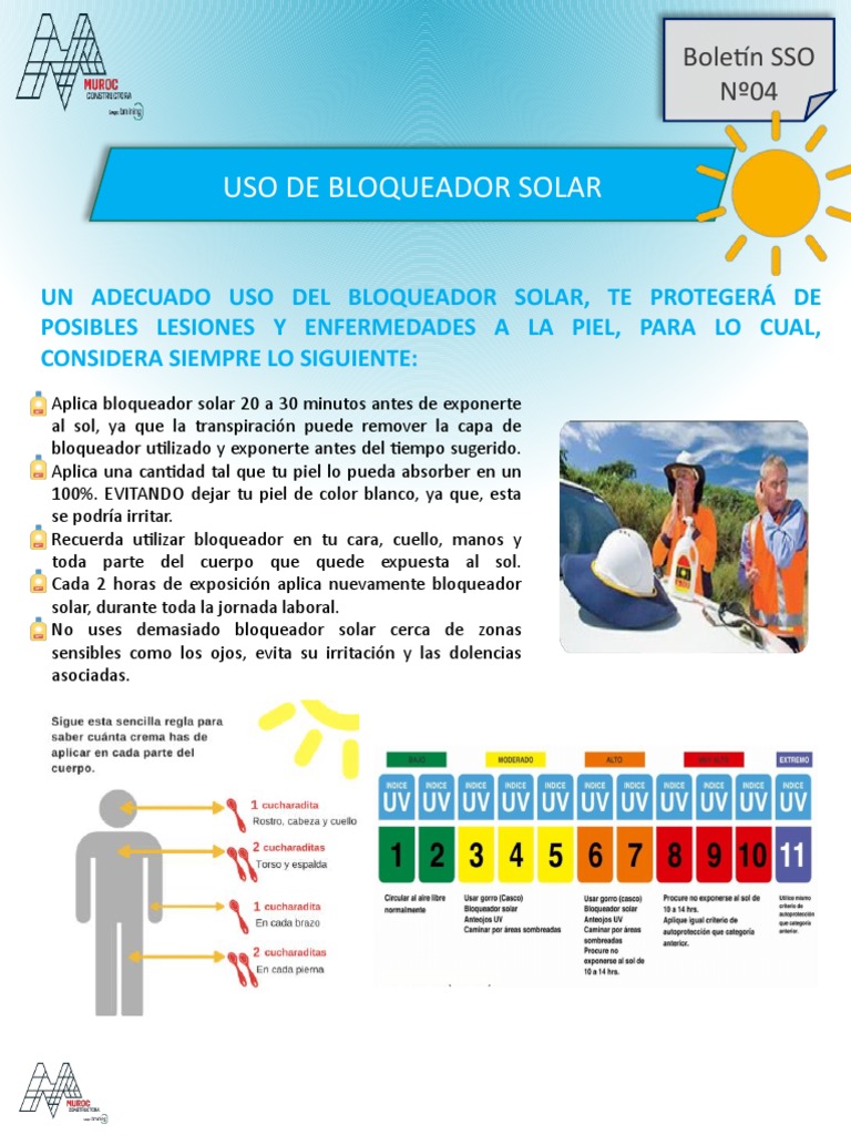 Uso adecuado del bloqueador solar | PDF