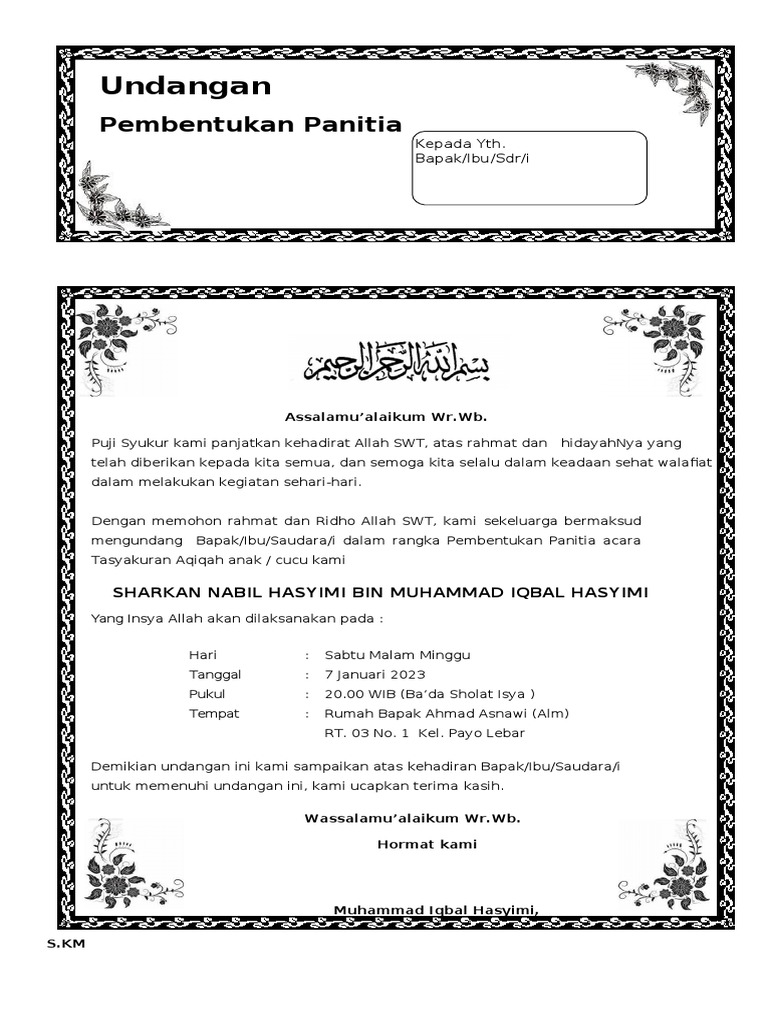 Undangan Pembentukan Panitia | PDF