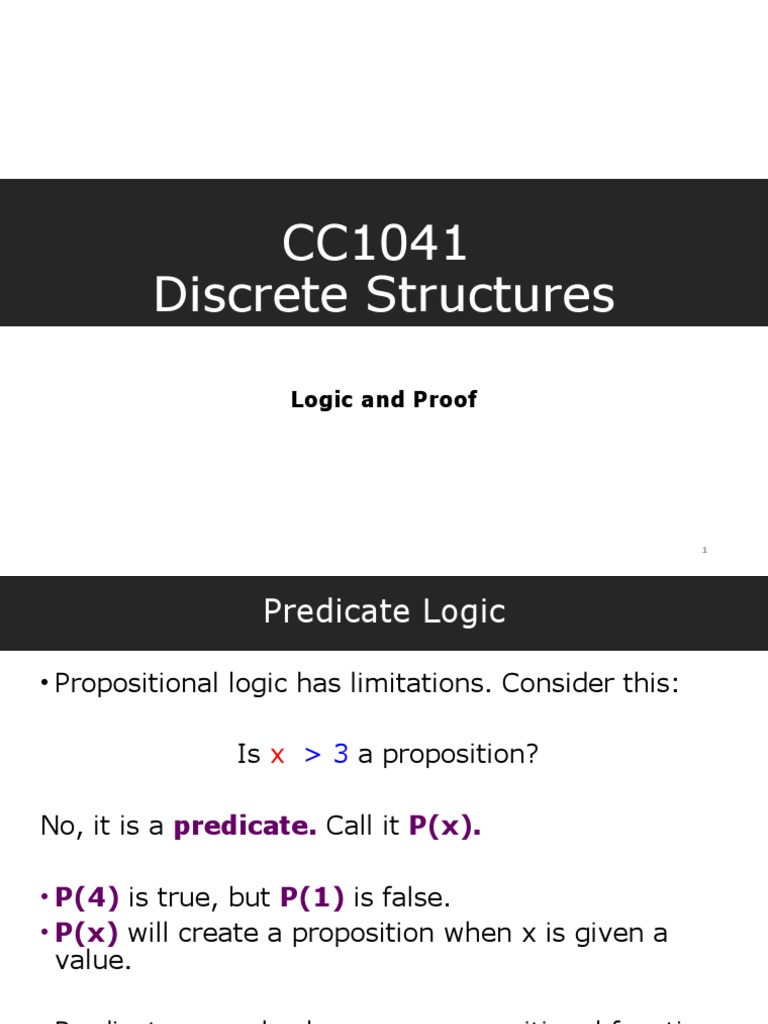 Cc1041 ds 2 logic and proofs pdf mathematical proof mathematics