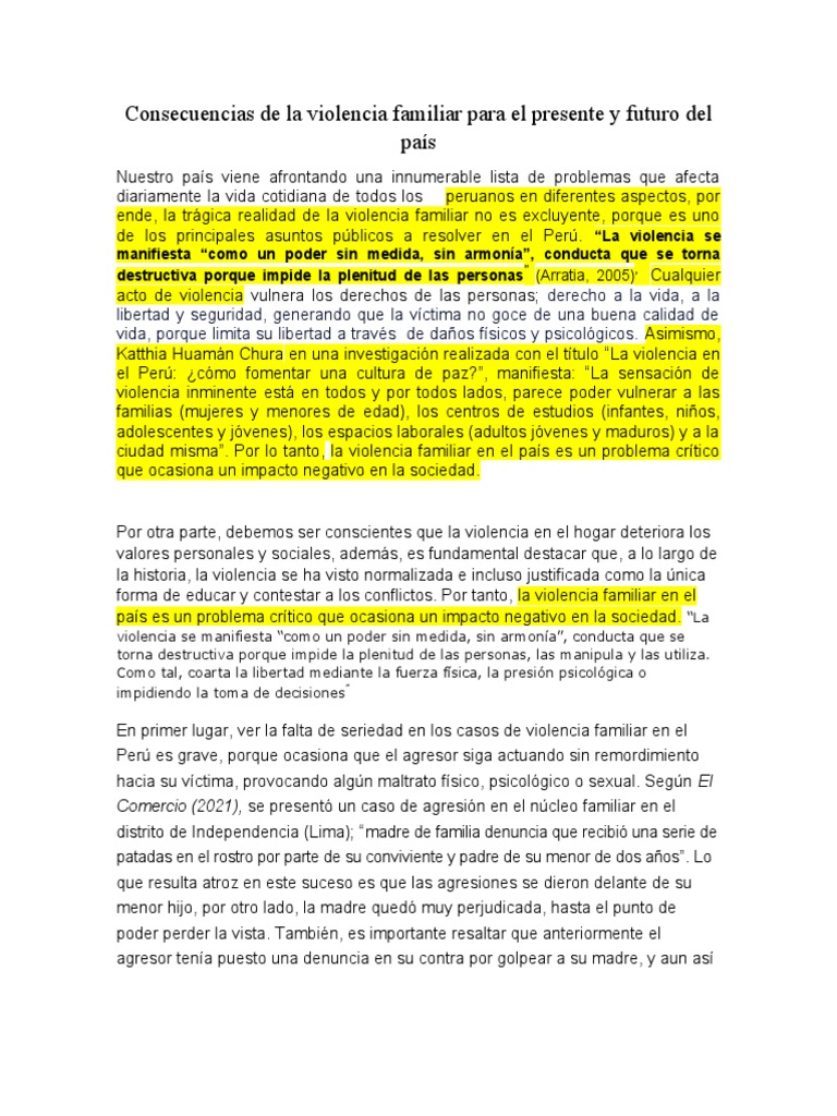 Impacto de la violencia familiar en Perú | PDF | Violencia doméstica ...