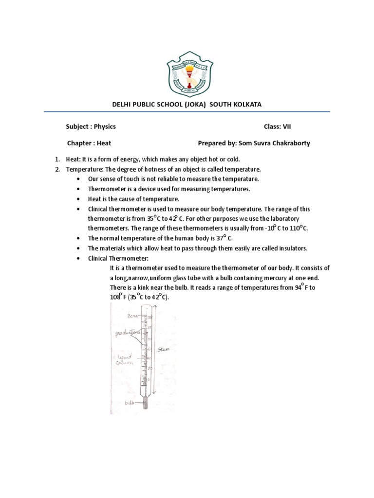 Class 7 Physics Heat Chapter Notes Pdf Heat Transfer Heat